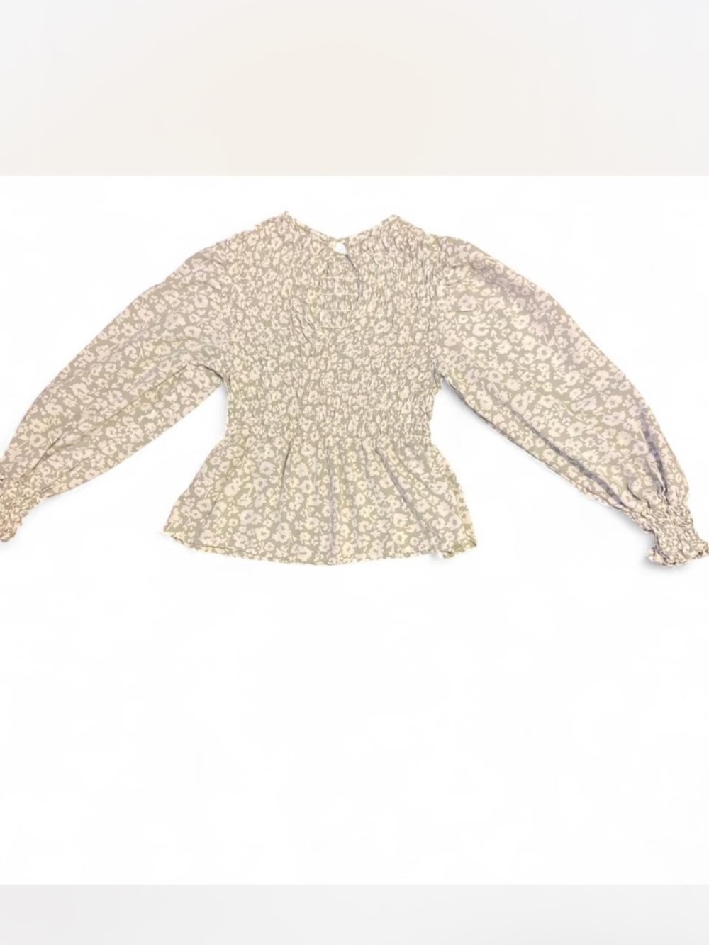 a new day Cream Floral Smocked Peplum Blouse